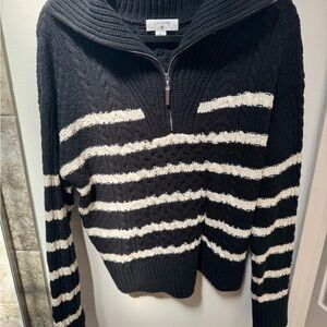 La Ligne for Target Black and White Striped Cowl Neck Sweater